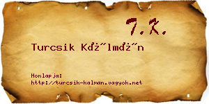 Turcsik Kálmán névjegykártya